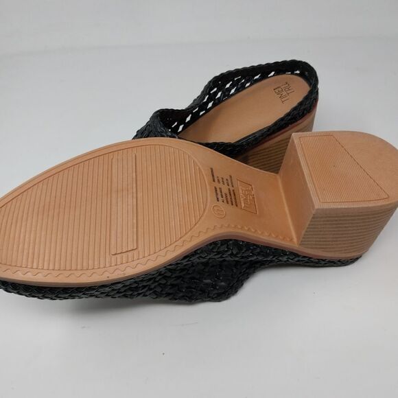 NWOT.  BLACK OPEN WEAVE HEELED CLOGS. SIZE 11 WOMEN'S. - Picture 3 of 11
